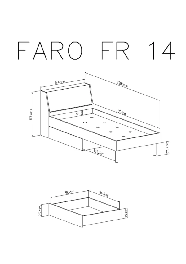 Łóżko 90x200 Faro FR14