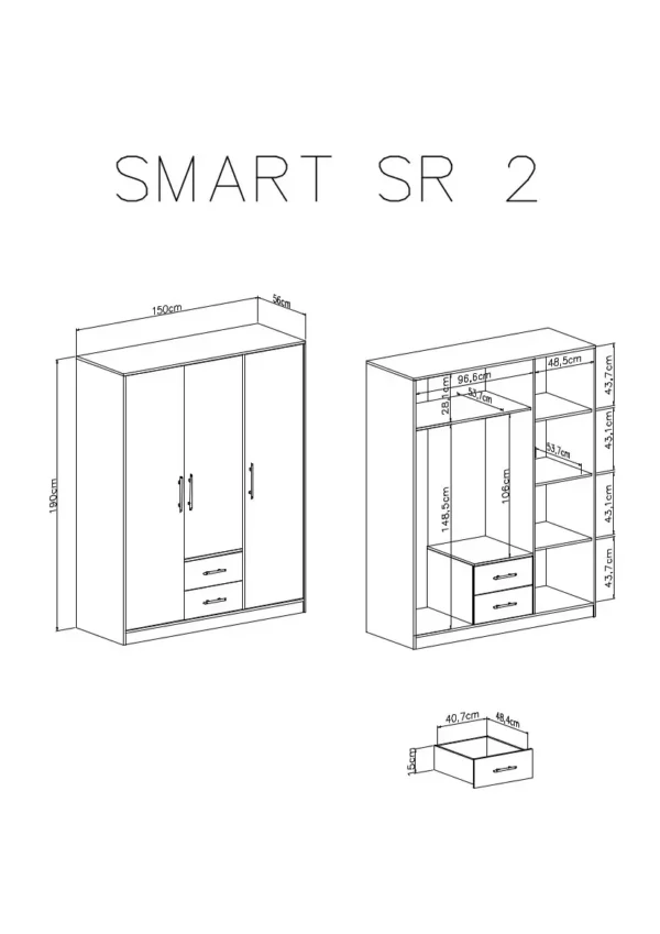 Szafa Smart SR2+SRN2 z lustrem