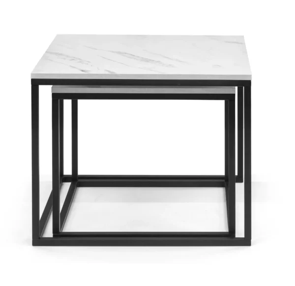 Stolik kawowy Veroli VR6, rozkładany stolik, czarny stelaż, imitacja marmuru,
