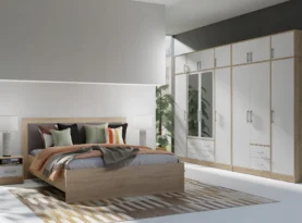 Sypialnia smart, stolik nocny, szafa, łóżko 160x200