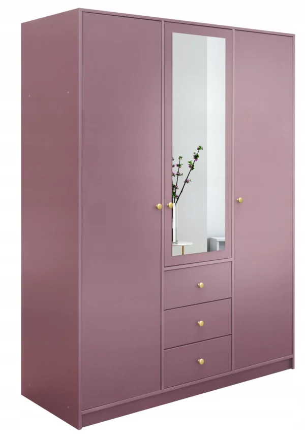Szafa Siena D3, szafa z lustrem, szuflady, garderoba trzydrzwiowa, duża szafa