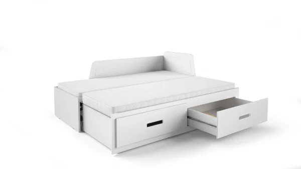 Nowoczesne łóżko podwójne z szufladami drewniane Maya, łóżko młodzieżowe