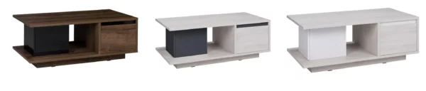 Stolik Denver D-05 - ława z półkami, dab biały, dąb monastery, stolik z półkami