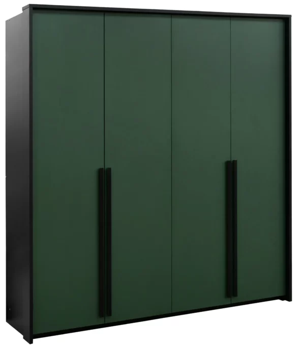 Szafa Genua 205 - szafa 4 drzwiowa, półki, drążek, zielona garderoba, szafa uchylna