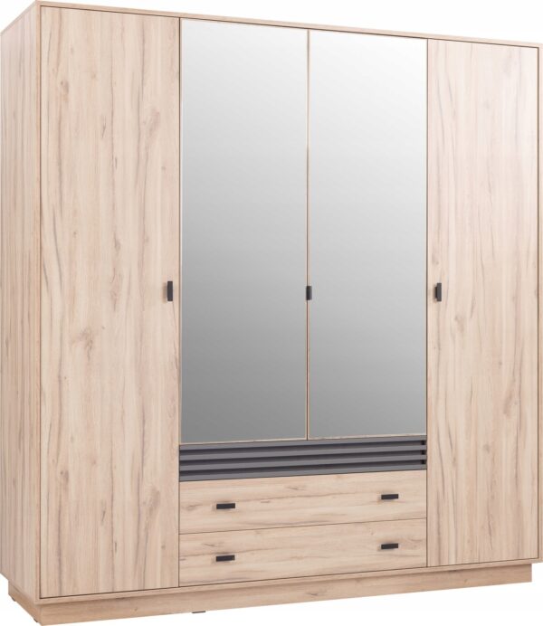 Szafa Allmo AL16- duża szafa z lustrem, szuflady, lamele, garderoba 200 cm