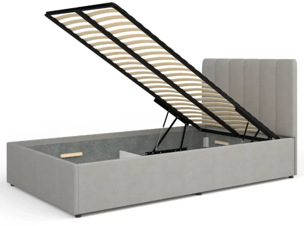 łóżko Mossa 120x200, cloud 82, tapicerowany zagłówek, nowoczesne łóżko