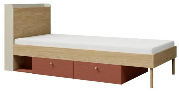Łóżko 90x200 z szufladami Junge 13 - łóżko młodzieżowe z szufladami. Nowoczesne łóżko z pojemnikiem w ponadczasowej kolorystyce.