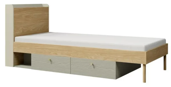 Łóżko 90x200 z szufladami Junge 13 - łóżko młodzieżowe z szufladami. Nowoczesne łóżko z pojemnikiem w ponadczasowej kolorystyce.