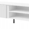 Szafka RTV 120 cm, wysokie nóżki, białe ryflowane fronty