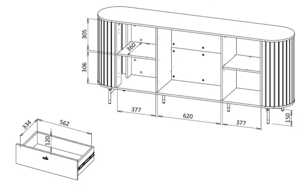 Duża komoda 190 z szufladami szafką kaszmir do salonu nowoczesny design ZANTE ZA4