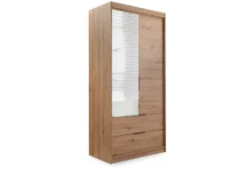 Szafa z lustrem szufladami LAMELO uchylna dwudrzwiowa 105x213x59 dąb artisan