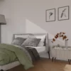 Stolik nocny Remo R8 - nowoczesny nocny do sypialani na wysokich nóżkach z ryflowanymi frontami w kolorze kaszmir lub orzech.