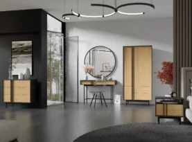 Zestaw mebli do salonu z szafa komodą oraz toaletką, zestaw Milano