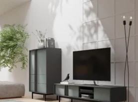 Zestaw mebli do salonu w kolorze aloes kaszmir, szafka RTV, szafa