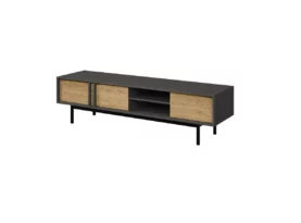 Nowoczesna szafka RTV wysokie nóżki Milano M9 - designerski stolik po TV do salonu w modnej kolorystyce aloes, kaszmir, antracyt.