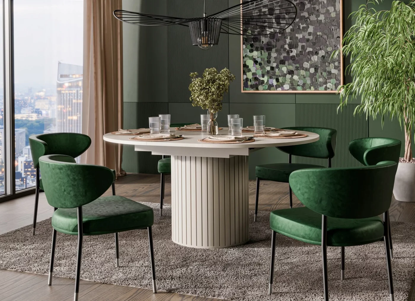 Okrągły stół nowoczesny design kaszmir do salonu ZANTE ZA9 z funkcją rozkładania - nowoczesny stół w kolorze cashmere lub czarny.