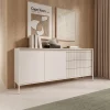 Komoda Senso C - wysoka komoda z ryflowanymi frontami na wysokich nóżkach. Modna komoda w kolorze cashmere lub czarny odmieni każde wnętrze.