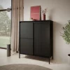Komoda Senso 3D - wysoka komoda z ryflowanymi frontami na wysokich nóżkach. Modna komoda w kolorze cashmere odmieni każde wnętrze.