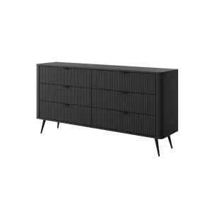 Komoda 163 czarna 6 Szuflad ryflowane fronty Doma B