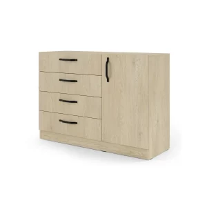 Nowoczesna Komoda 120 cm z szufladami MERIDA MRk-2 dąb cremona metalowy uchwyt