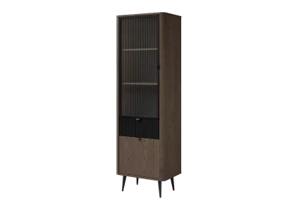 Witryna Sophie SP3 - nowoczesna witryna 60 w kolorze baltic storm + czarny. Kolekcja na wysokich nóżkach do salonu, pokoju dziennego, biura.