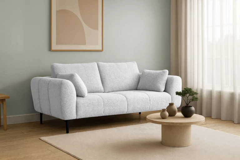 Kanapa z funkcja spania rozkładana Nordic. Wygodna sofa do salonu z opcją rozkładania, nowoczesna kanapa wielofunkcyjna do pokoju dziennego.