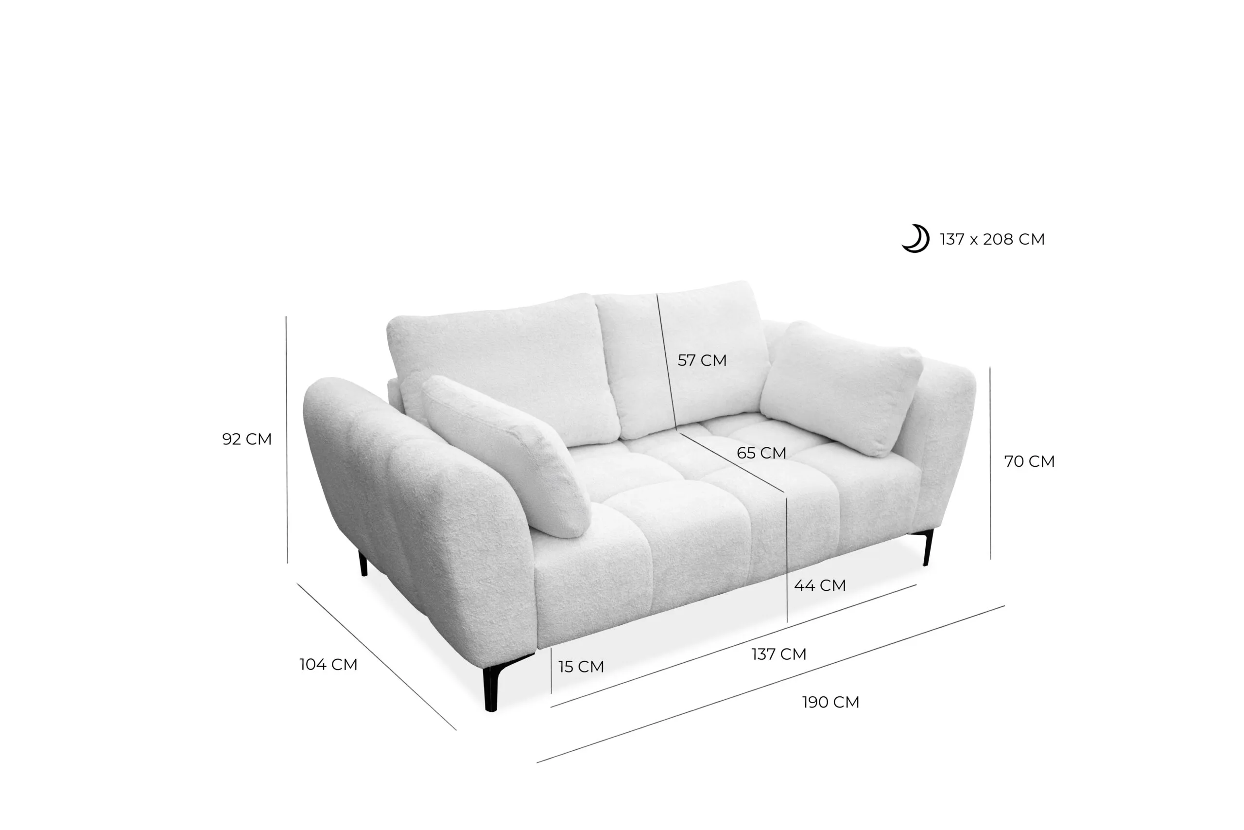 Kanapa z funkcja spania rozkładana Nordic. Wygodna sofa do salonu z opcją rozkładania, nowoczesna kanapa wielofunkcyjna do pokoju dziennego.